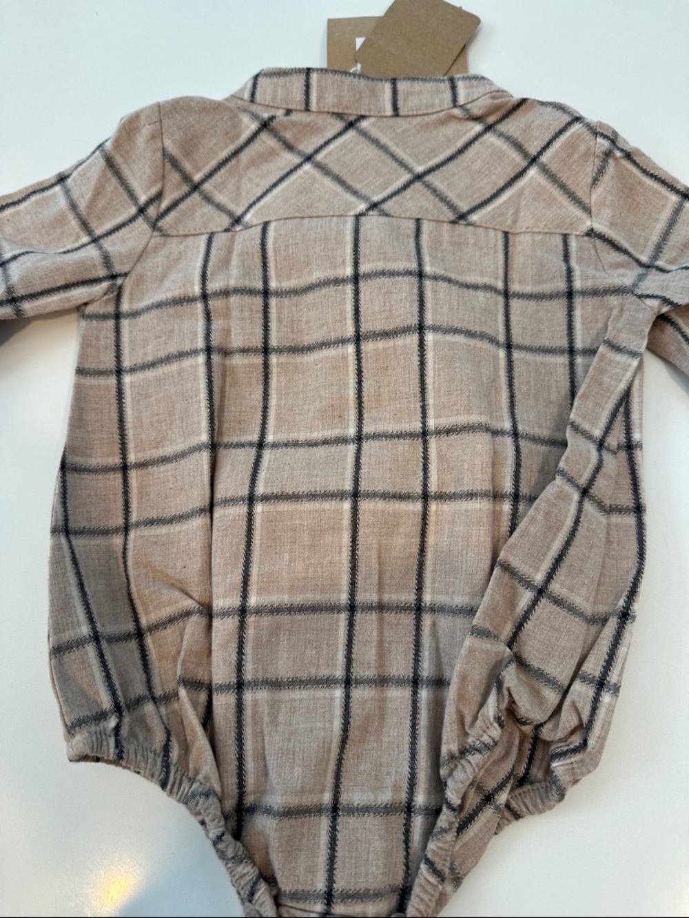Popelin Organic Cotton Plaid Button Romper - Picture 3 of 3